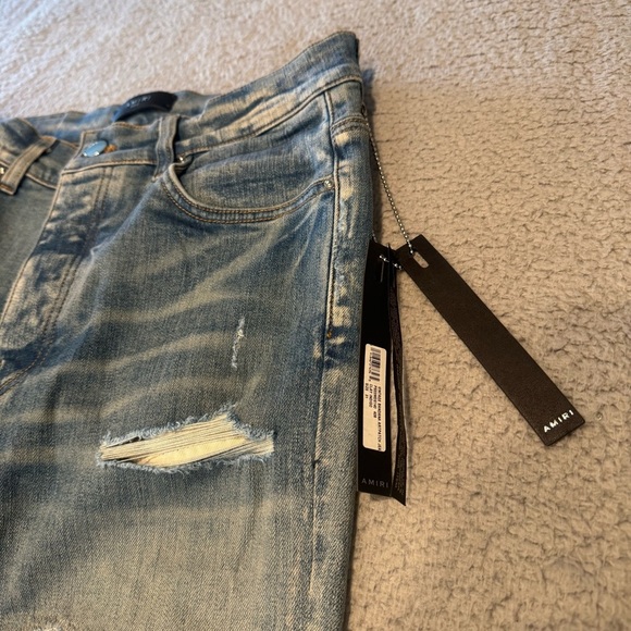 AMIRI Vintage Bandana Artpatch Jeans Clay Indigo 31x34” - Picture 5 of 16